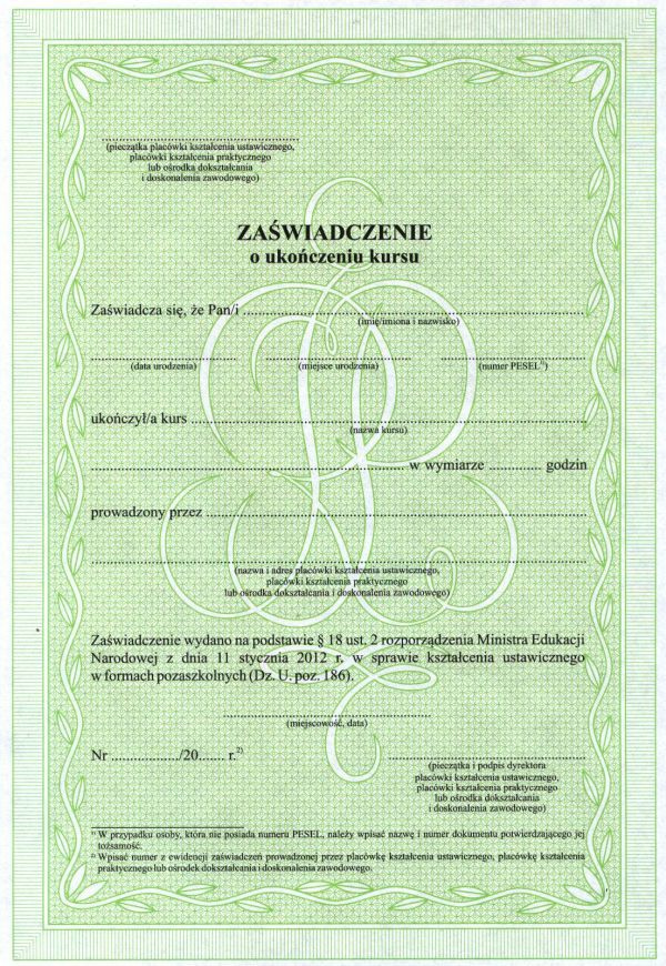 ZaświadczenieMENWzór | Szkolenia funeralne | Kursy Pogrzebowe